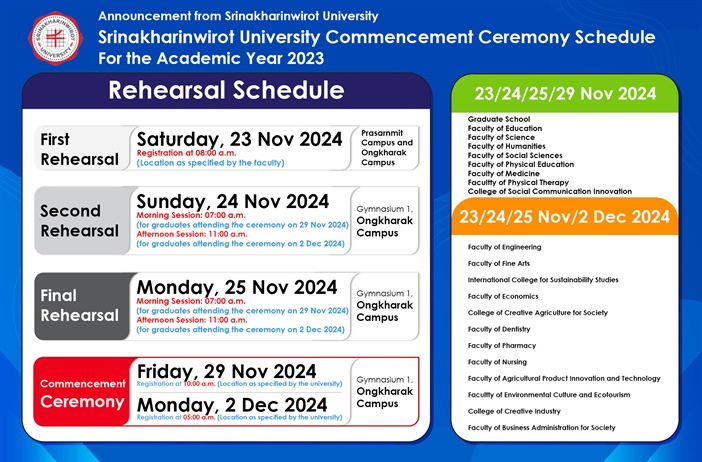 SWU Announces 2024 Commencement Ceremony Rehearsal Schedule